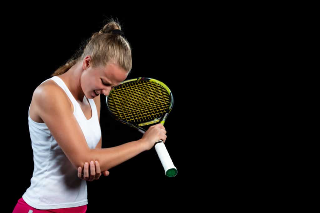 Tennis player with tennis elbow 