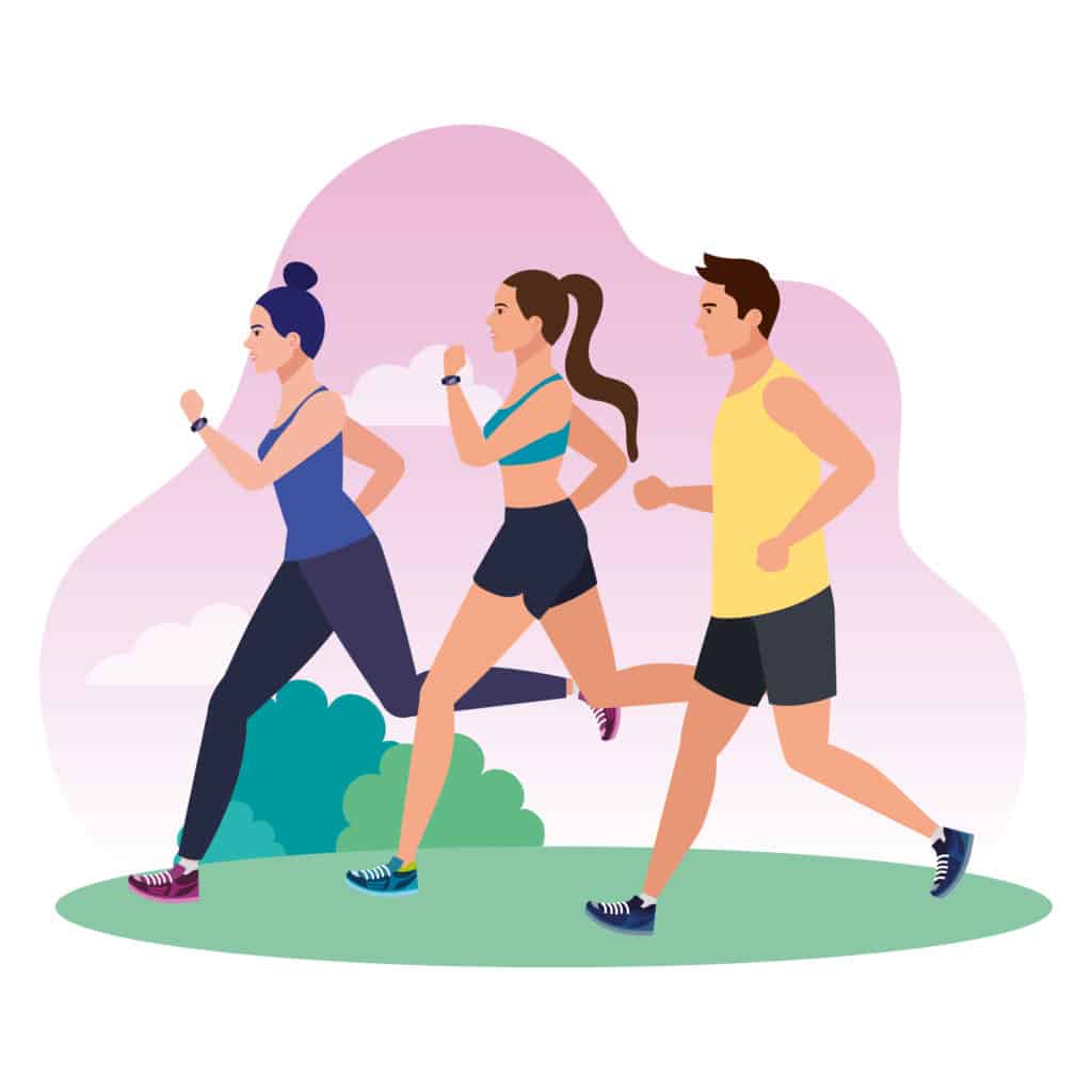 three people running to improve fitness
