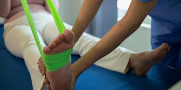 woman doing physical therapy