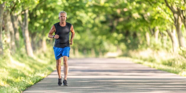 a man running on a road