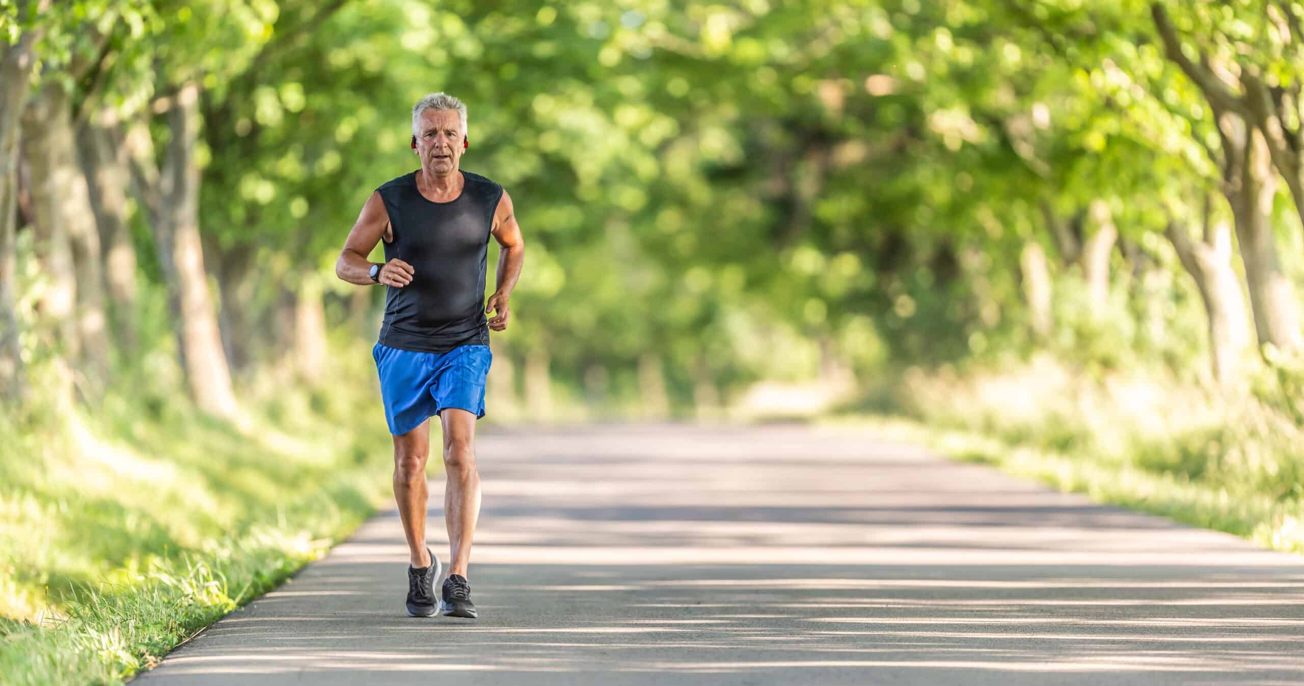 a man running on a road